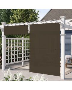 E&K Sunrise 8'W x 6'H Outdoor Roller Shades Patio Cordless Roll Up Blinds Foldable Sun Shade UV Block Exterior Sun Screen for Outside Porch Backyard Deck Pergola (Brown)