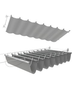 E&K Sunrise 4'Wx12'L Pergola Shade Cover Retractable Canopy Outdoor Wave Sun Shade for Patio Garden Backyard Deck Trellis (Light Gray)