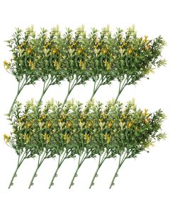 E&K 11 PCS Artificial Plants Faux Bushes Plant Decoration for Home Garden Wedding Party Indoor Outdoor (Green Orange)