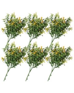 E&K 6 PCS Artificial Plants Faux Bushes Plant Decoration for Home Garden Wedding Party Indoor Outdoor (Green Orange)