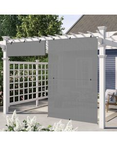 E&K Sunrise 8'W x 6'H Outdoor Roller Shades Patio Cordless Roll Up Blinds Foldable Sun Shade UV Block Exterior Sun Screen for Outside Porch Backyard Deck Pergola (Gray)