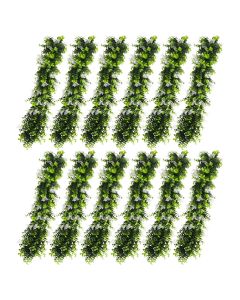 E&K 12 PCS Artificial Hanging Plants Faux Vines Leaf Decoration for Home Garden Office Indoor Outdoor Wedding Party (Green White)