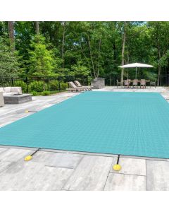 E&K 24'x50' Pool Cover for Inground Pools, Rectangle Winter Pool Cover for Backyard Yard Swimming Pool with Hardware Kit, Turquoise Green