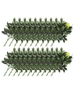 E&K 21 PCS Artificial Plants Faux Bushes Plant Decoration for Home Garden Wedding Party Indoor Outdoor (Green Yellow)