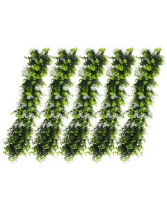 E&K 5 PCS Artificial Hanging Plants Faux Vines Leaf Decoration for Home Garden Office Indoor Outdoor Wedding Party (Green White)