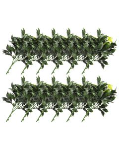 E&K 12 PCS Artificial Plants Faux Bushes Plant Decoration for Home Garden Wedding Party Indoor Outdoor (Green Yellow)