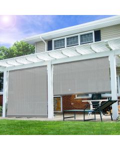 E&K Sunrise 8'W x 15'H Roll Up Shade Outdoor Roller Shade Blind Sun Shade UV Block for Patio Porch Backyard Gazebo Deck Pergola (Gray)