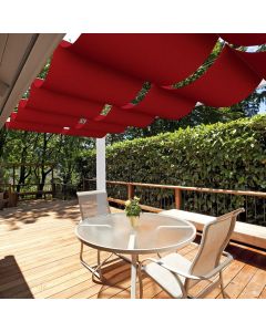 E&K 7'Wx16'L Waterproof Pergola Shade Cover Retractable Canopy Outdoor Wave Sun Shade for Patio Garden Backyard Deck Trellis (Red)