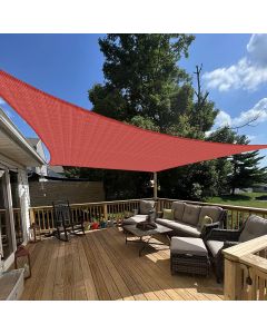 E&K Sunrise 14' x 20' Sun Shade Sail Rectangle Canopy Shade Cover UV Block for Patio Backyard Garden Outdoor (Red)
