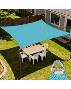 E&K Sunrise 9' x 9' Sun Shade Sail Rectangle Canopy Shade Cover with A Ring Steel Cable Wire UV Block for Pergola Patio Backyard Garden Deck Outdoor (Turquoise)