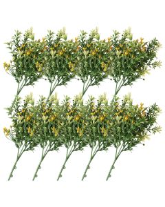 E&K 9 PCS Artificial Plants Faux Bushes Plant Decoration for Home Garden Wedding Party Indoor Outdoor (Green Orange)
