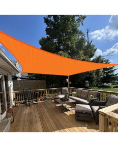 E&K Sunrise 14' x 21' Sun Shade Sail Rectangle Canopy Shade Cover UV Block for Patio Backyard Garden Outdoor (Orange)