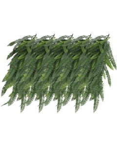 E&K 5 PCS Artificial Hanging Plants Faux Vines Leaf Decoration for Home Garden Office Indoor Outdoor Wedding Party (Dark Green)