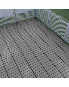 E&K Sunrise smoky grey Tiles 12’x12” Hardwood Patio Pavers Interlocking Deck Tiles for Indoor & Outdoor Floors Balcony Porch Backyard Flooring Décor 23 Box 207 Pcs