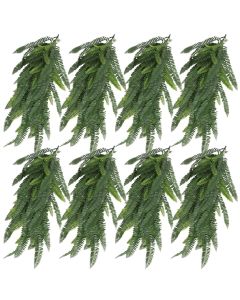 E&K 8 PCS Artificial Hanging Plants Faux Vines Leaf Decoration for Home Garden Office Indoor Outdoor Wedding Party (Dark Green)