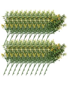 E&K 20 PCS Artificial Plants Faux Bushes Plant Decoration for Home Garden Wedding Party Indoor Outdoor (Green Orange)