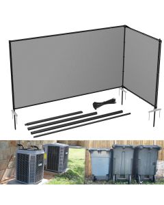 E&K 6'x8' Outdoor Privacy Screen Fence Panel Freestanding Backyard Patio Privacy Pool Fencing Temporary Garden Dog Fence with Iron Poles and Rails (Gray)