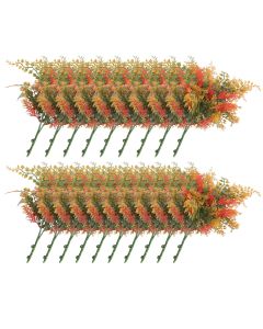 E&K 19 PCS Artificial Plants Faux Bushes Plant Decoration for Home Garden Wedding Party Indoor Outdoor (Green Red Orange)
