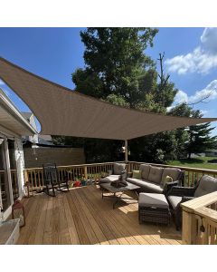 E&K Sunrise 14' x 21' Sun Shade Sail Rectangle Canopy Shade Cover UV Block for Patio Backyard Garden Outdoor (Brown)