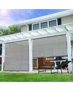 E&K Sunrise 7'W x 6'H Roll Up Shade Outdoor Hollow Out Roller Shade Blind Sun Shade for Patio Porch Backyard Gazebo Deck Pergola (Light Gray)