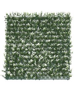 E&K 9Pcs 20" x 20" Artificial Grass Wall Panels, Faux Boxwood Greenery Backdrop Decor, UV Protected Privacy Hedge Screen for Indoor Outdoor (White Buxus with Back)