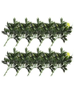 E&K 10 PCS Artificial Plants Faux Bushes Plant Decoration for Home Garden Wedding Party Indoor Outdoor (Green Yellow)