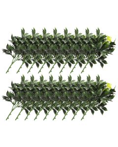 E&K 17 PCS Artificial Plants Faux Bushes Plant Decoration for Home Garden Wedding Party Indoor Outdoor (Green Yellow)