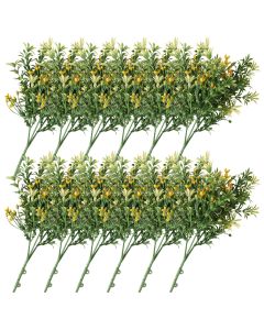E&K 12 PCS Artificial Plants Faux Bushes Plant Decoration for Home Garden Wedding Party Indoor Outdoor (Green Orange)