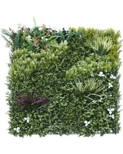 E&K 5Pcs 40" x 40" Artificial 3D Plant Wall Panels, Faux Grass Wall Backdrop Decor, UV-Anti Greenery Boxwood Hedge Privacy Screen for Outdoor Indoor Wedding Garden Backyard (Style 04)