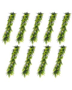 E&K 9 PCS Artificial Hanging Plants Faux Vines Leaf Decoration for Home Garden Office Indoor Outdoor Wedding Party (Green Purple Yellow)