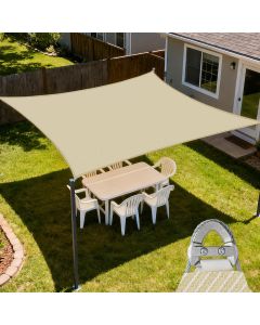 E&K Sunrise 16' x 48' Sun Shade Sail Rectangle Canopy Shade Cover with A Ring Steel Cable Wire UV Block for Pergola Patio Backyard Garden Deck Outdoor (Beige)