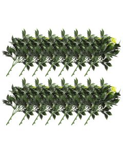 E&K 14 PCS Artificial Plants Faux Bushes Plant Decoration for Home Garden Wedding Party Indoor Outdoor (Green Yellow)