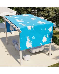 E&K 16'Wx40'L Waterproof Shade Canopy Cover Outdoor with Grommets Weighted Rods Sun Shade Cover UV Block for Pergola Patio Deck Backyard (Sky Blue)