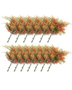 E&K 13 PCS Artificial Plants Faux Bushes Plant Decoration for Home Garden Wedding Party Indoor Outdoor (Green Red Orange)