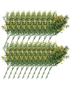 E&K 19 PCS Artificial Plants Faux Bushes Plant Decoration for Home Garden Wedding Party Indoor Outdoor (Green Orange)