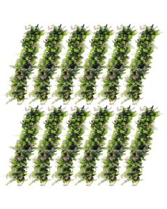 E&K 12 PCS Artificial Hanging Plants Faux Vines Leaf Decoration for Home Garden Office Indoor Outdoor Wedding Party (Green Pink)
