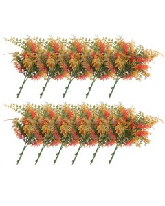 E&K 11 PCS Artificial Plants Faux Bushes Plant Decoration for Home Garden Wedding Party Indoor Outdoor (Green Red Orange)