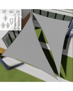 E&K Sunrise 24' x 24' x 24' Sun Shade Sail Triangle Canopy Shade Cover with Hardware Kit UV Block for Outdoor Pergola Patio Backyard Garden Deck (Light Gray)