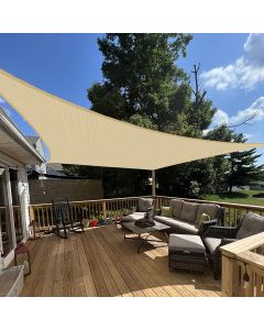 E&K Sunrise 14' x 20' Sun Shade Sail Rectangle Canopy Shade Cover UV Block for Patio Backyard Garden Outdoor (Sand)