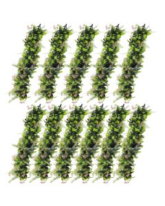 E&K 11 PCs Artificial Hanging Plants Faux Vines Leaf Decoration for Home Garden Office Indoor Outdoor Wedding Party (Green Pink)