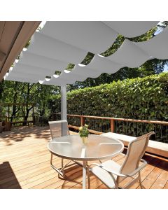 E&K 7'Wx40'L Waterproof Pergola Shade Cover Retractable Canopy Outdoor Wave Sun Shade for Patio Garden Backyard Deck Trellis (Light Gray)