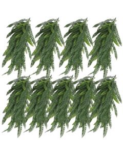 E&K 9 PCS Artificial Hanging Plants Faux Vines Leaf Decoration for Home Garden Office Indoor Outdoor Wedding Party (Dark Green)
