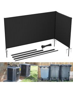 E&K 5'x8' Outdoor Privacy Screen Fence Panel Freestanding Backyard Patio Privacy Pool Fencing Temporary Garden Dog Fence with Iron Poles and Rails (Black)