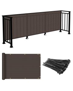 E&K Sunrise 2.5' x 99' Balcony Privacy Fence Screen Cover with Zip Ties Outdoor Screen Fence UV Protection for Deck Patio Backyard Apartment Pool Porch (Brown)