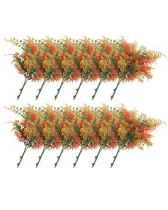 E&K 12 PCS Artificial Plants Faux Bushes Plant Decoration for Home Garden Wedding Party Indoor Outdoor (Green Red Orange)