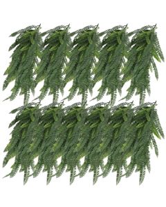E&K 11 PCs Artificial Hanging Plants Faux Vines Leaf Decoration for Home Garden Office Indoor Outdoor Wedding Party (Dark Green)