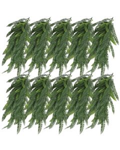 E&K 10 PCS Artificial Hanging Plants Faux Vines Leaf Decoration for Home Garden Office Indoor Outdoor Wedding Party (Dark Green)