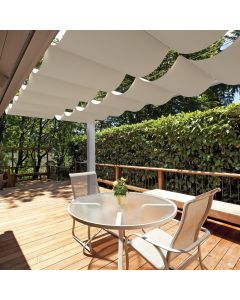 E&K 7'Wx13'L Waterproof Pergola Shade Cover Retractable Canopy Outdoor Wave Sun Shade for Patio Garden Backyard Deck Trellis (Beige)
