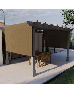 E&K Sunrise 9'Wx23'L Pergola Shade Cover With Weighted Rods & Grommets, Outdoor Sun Shade Cloth Canopy Replacement Cover UV Block for Patio Porch Deck Backyard (Brown)