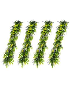 E&K 4 PCS Artificial Hanging Plants Faux Vines Leaf Decoration for Home Garden Office Indoor Outdoor Wedding Party (Green Purple Yellow)